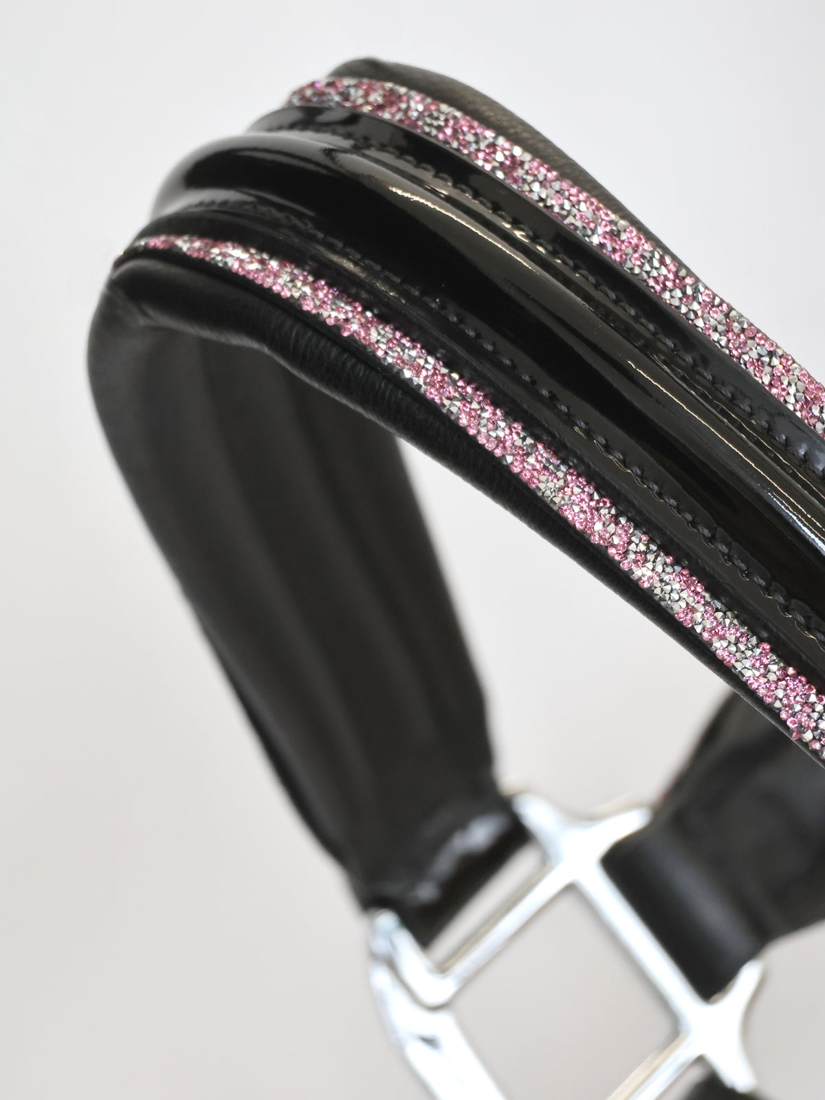 Black & Pink Glitter Leather Headcollar