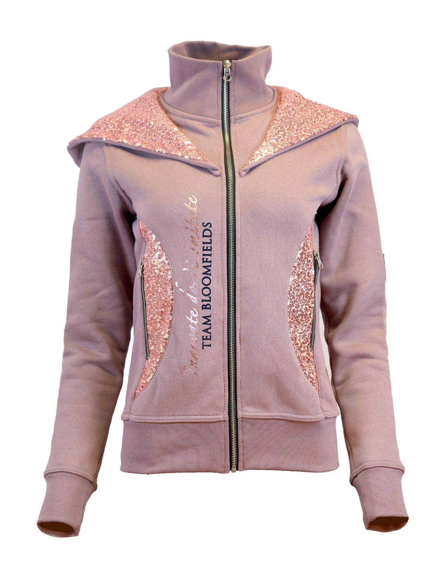 Arrabella Mini Heather Double Collar Fitted Zip Hoodie