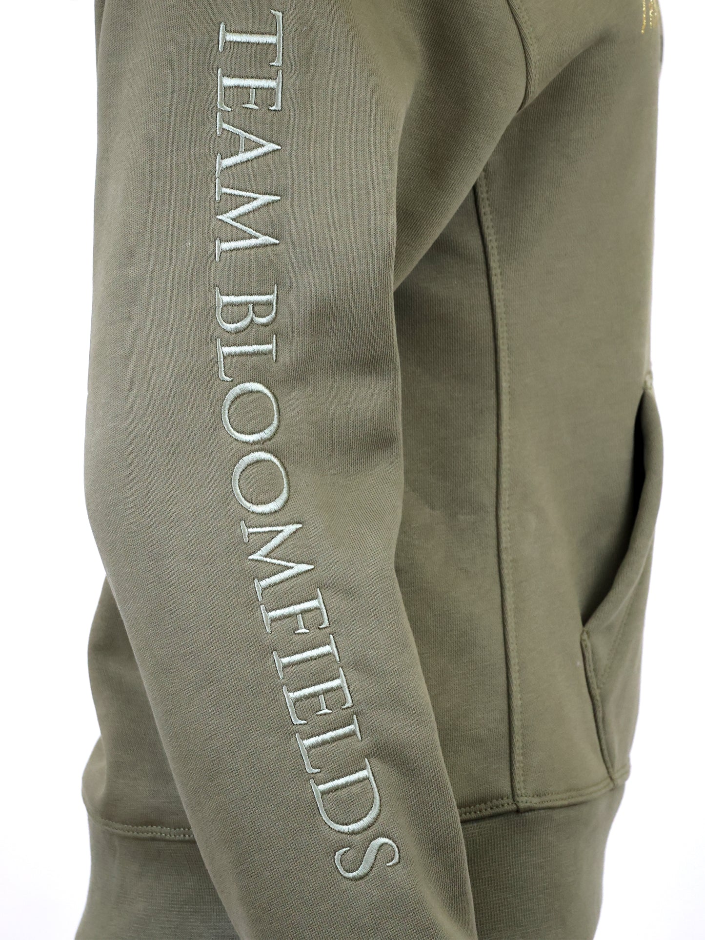 Amelia Sage & Gold Cross Necked Hoodie
