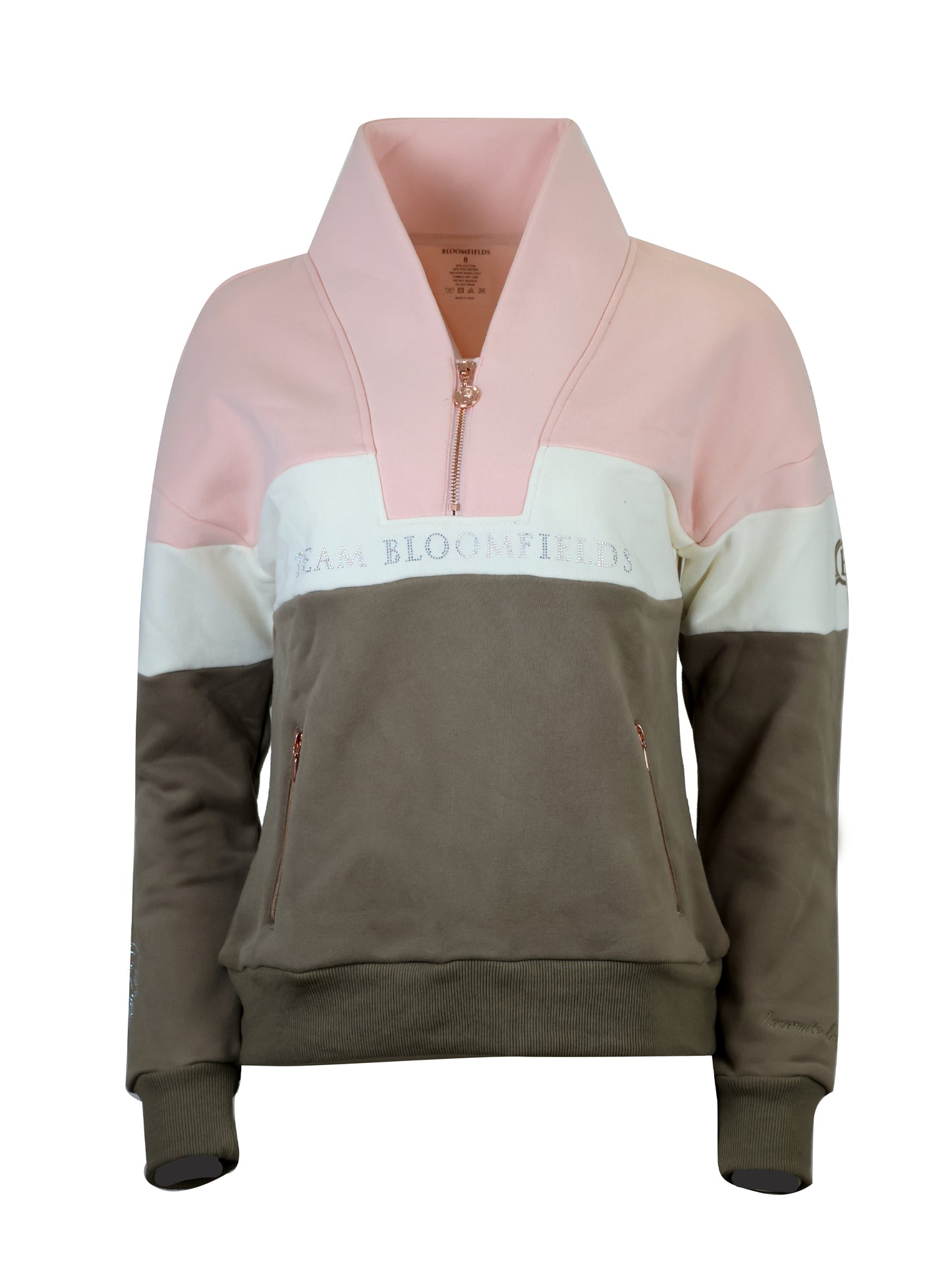 Vanessa V Neck Adult's Top In Tri-Colour Pink, Cream & Khaki