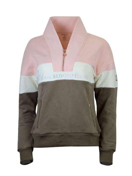 Vanessa V Neck Adult's Top In Tri-Colour Pink, Cream & Khaki