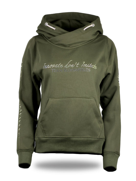 Amelia Olive & Rhinestones Cross Necked Hoodie