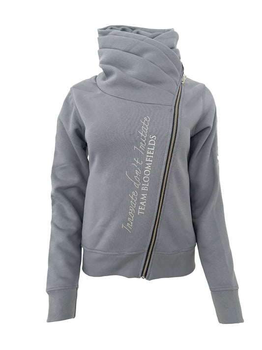 Sabrina Denim Grey Ruffle Collar Adult's Top