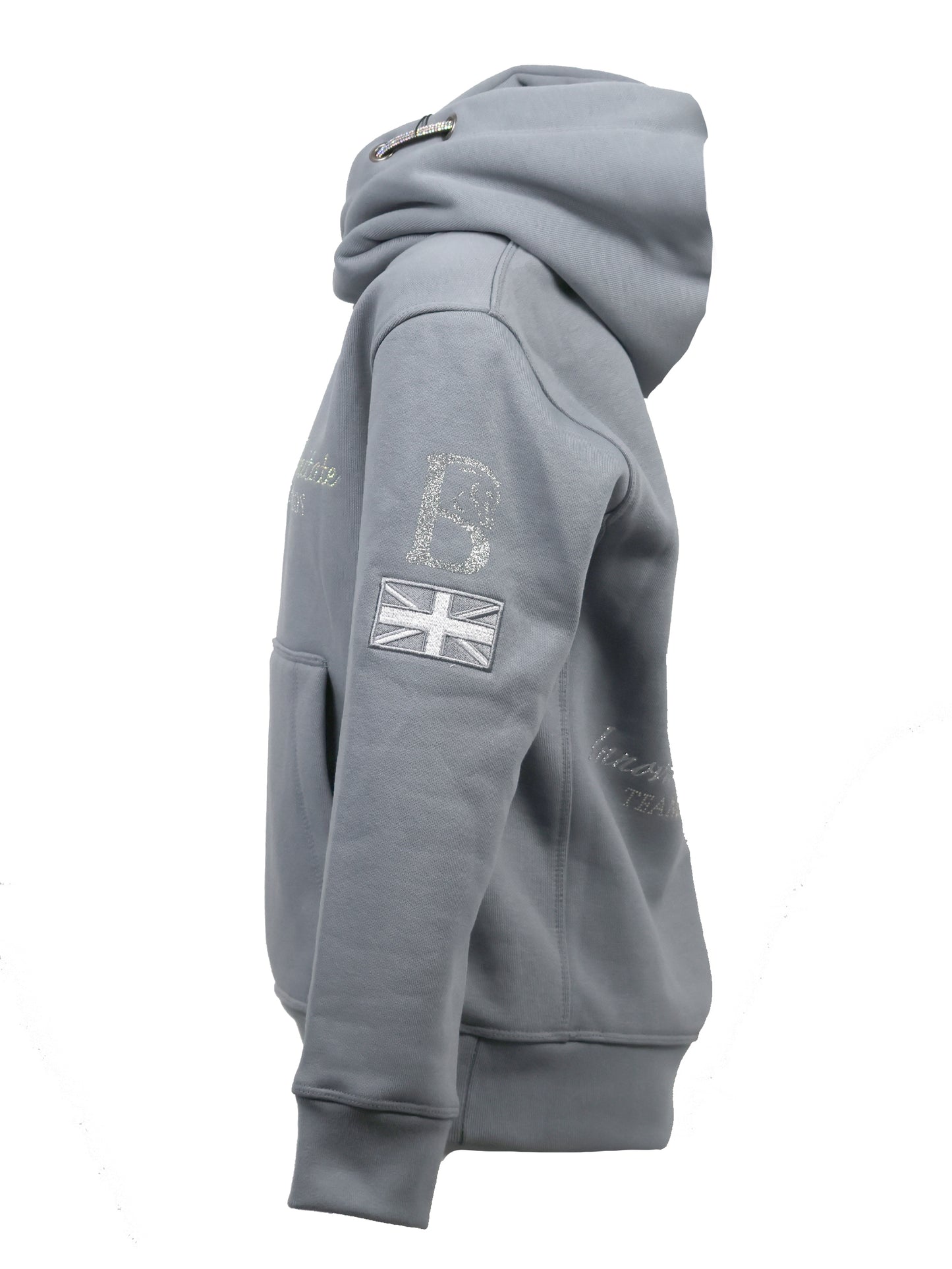 Amelia Mini Denim Grey Cross Necked Hoodie