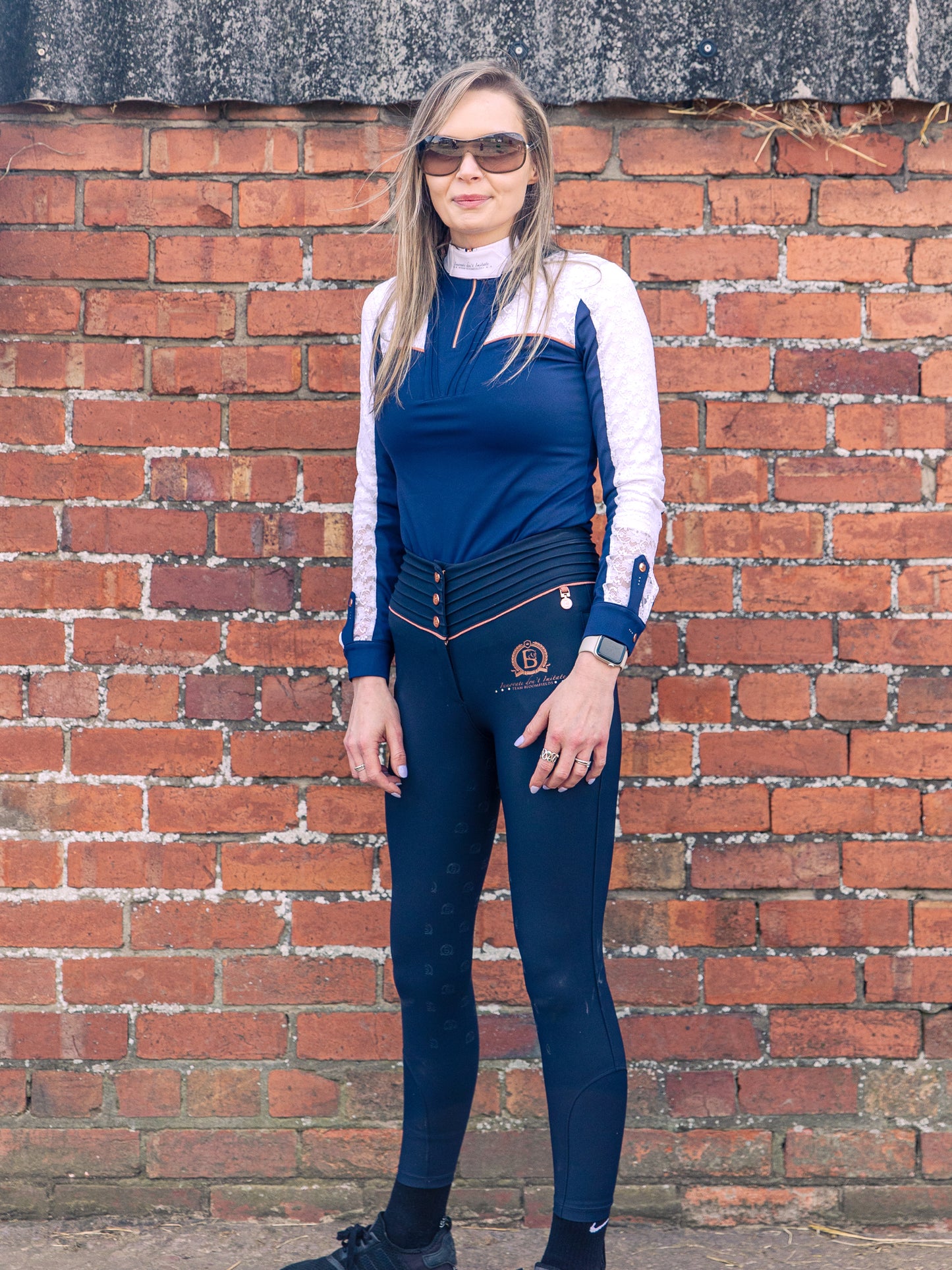 Sophia Navy & White Lace Show Shirt