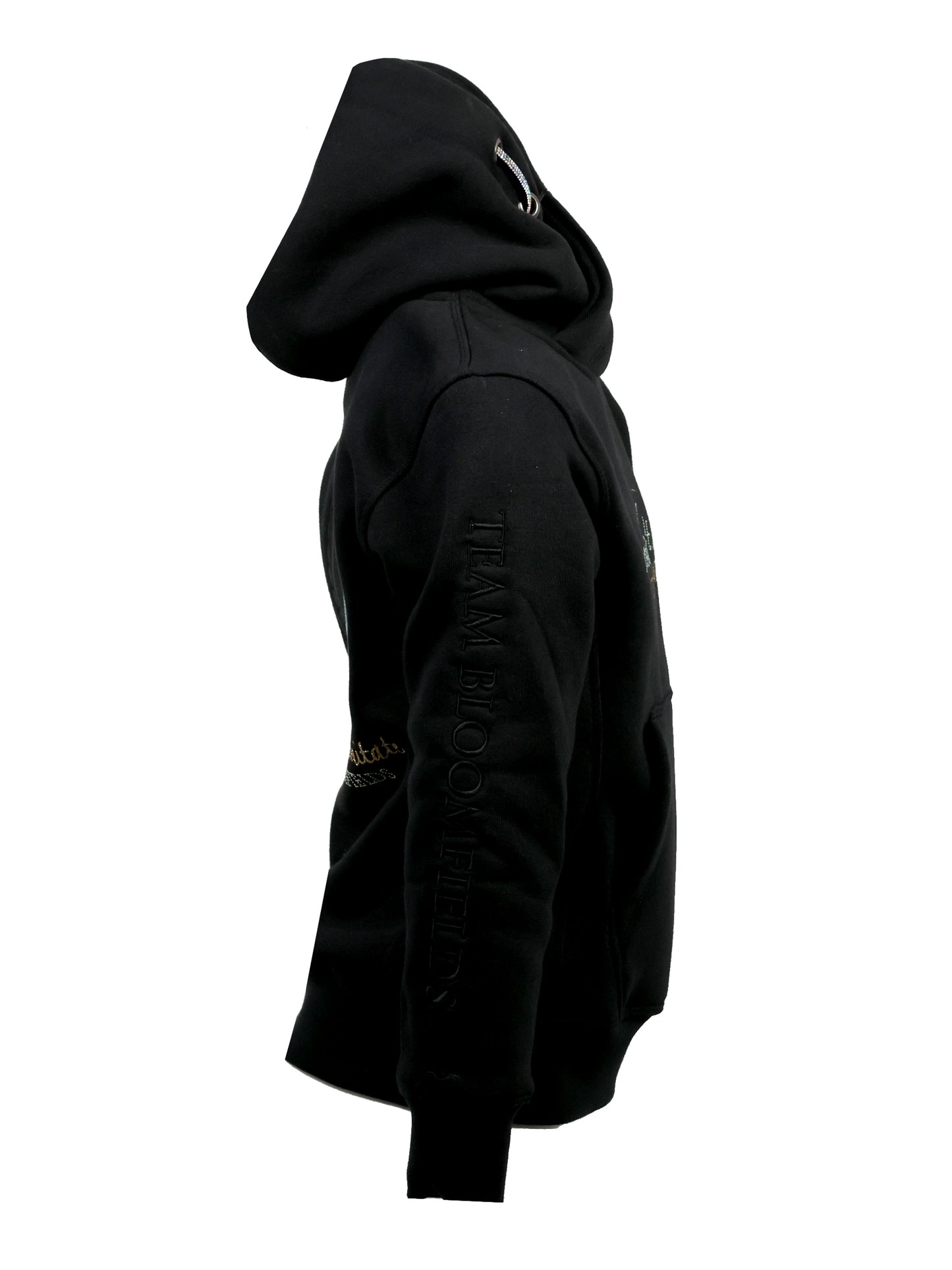 Amelia Black With Gold Cross Necked Adult's Hoodie