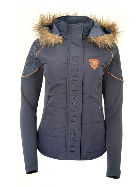 Francesca Navy And Rose Gold Lace And Fur Jacket