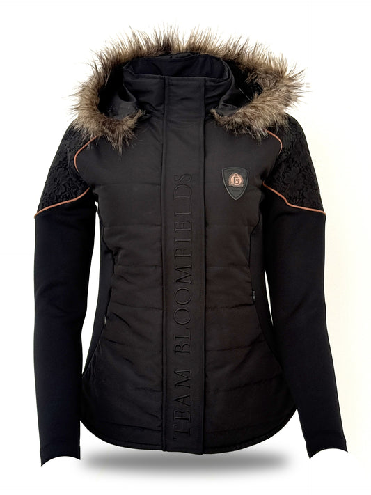 Francesca Black And Tan Lace And Fur Jacket