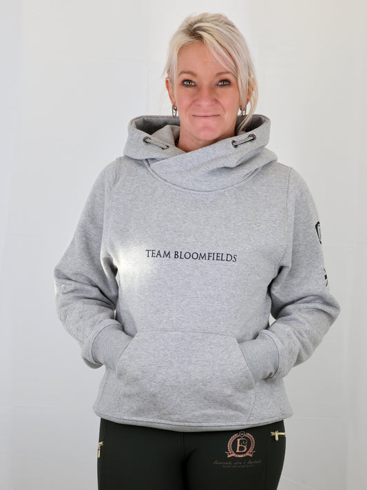 Amelia Marl Grey With Silver Cross Necked Adult Hoodie