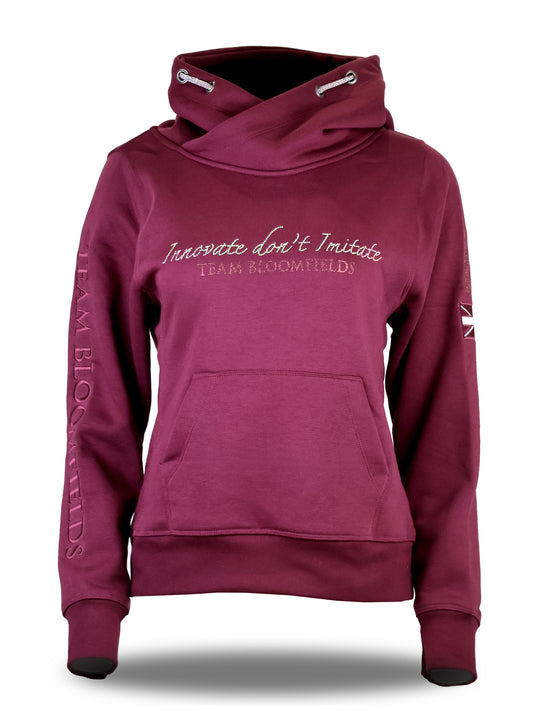 Amelia Mini Burgundy With Rhinestones Cross Necked Hoodie