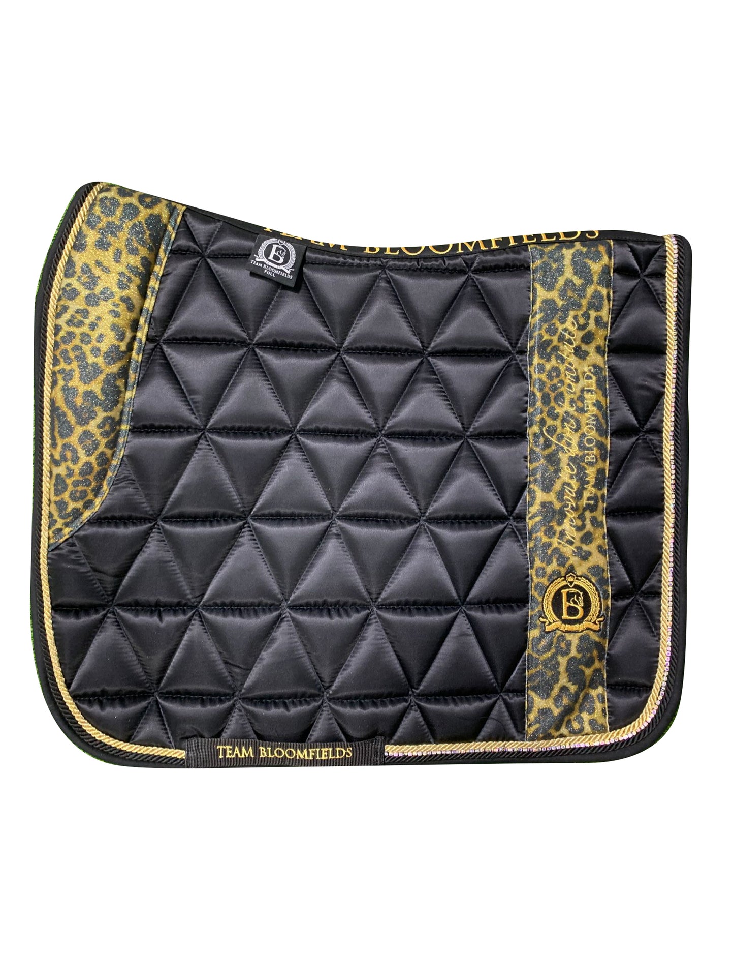 Black & Leopard Print Dressage Saddle Pad