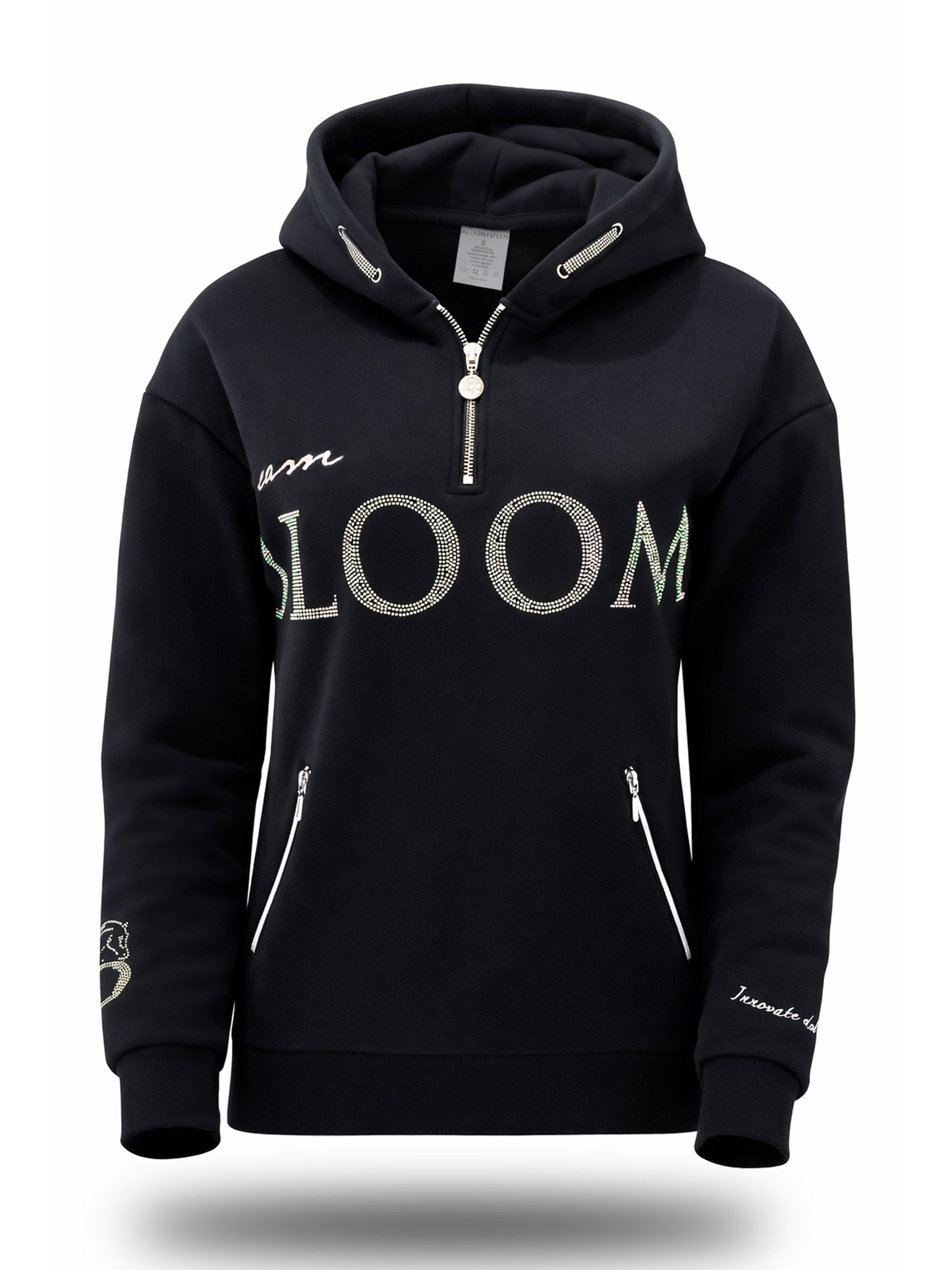 Kids Luna - Rhinestone Logo Hoodie in Black & Silver