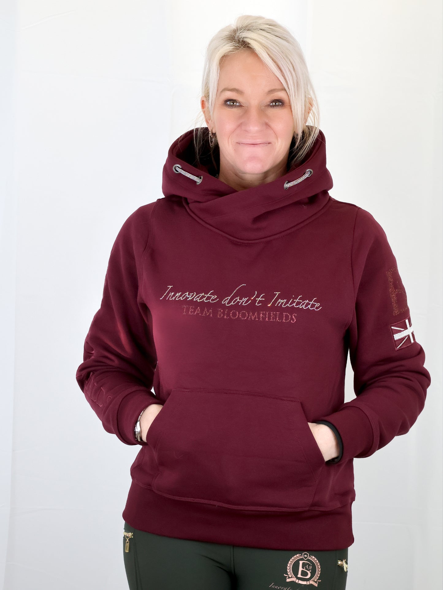 Amelia Burgundy With Gold Necked Adult's Hoodie