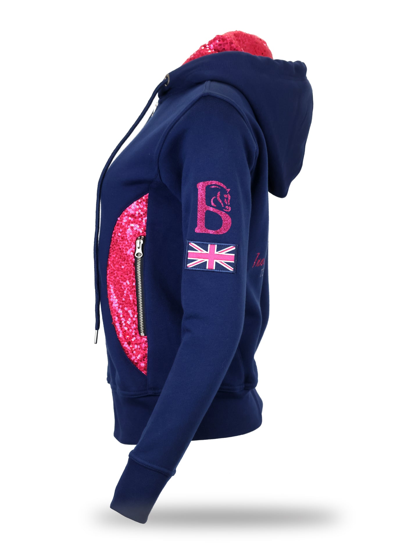Ava Navy & Hot Pink Sequin Hoodie
