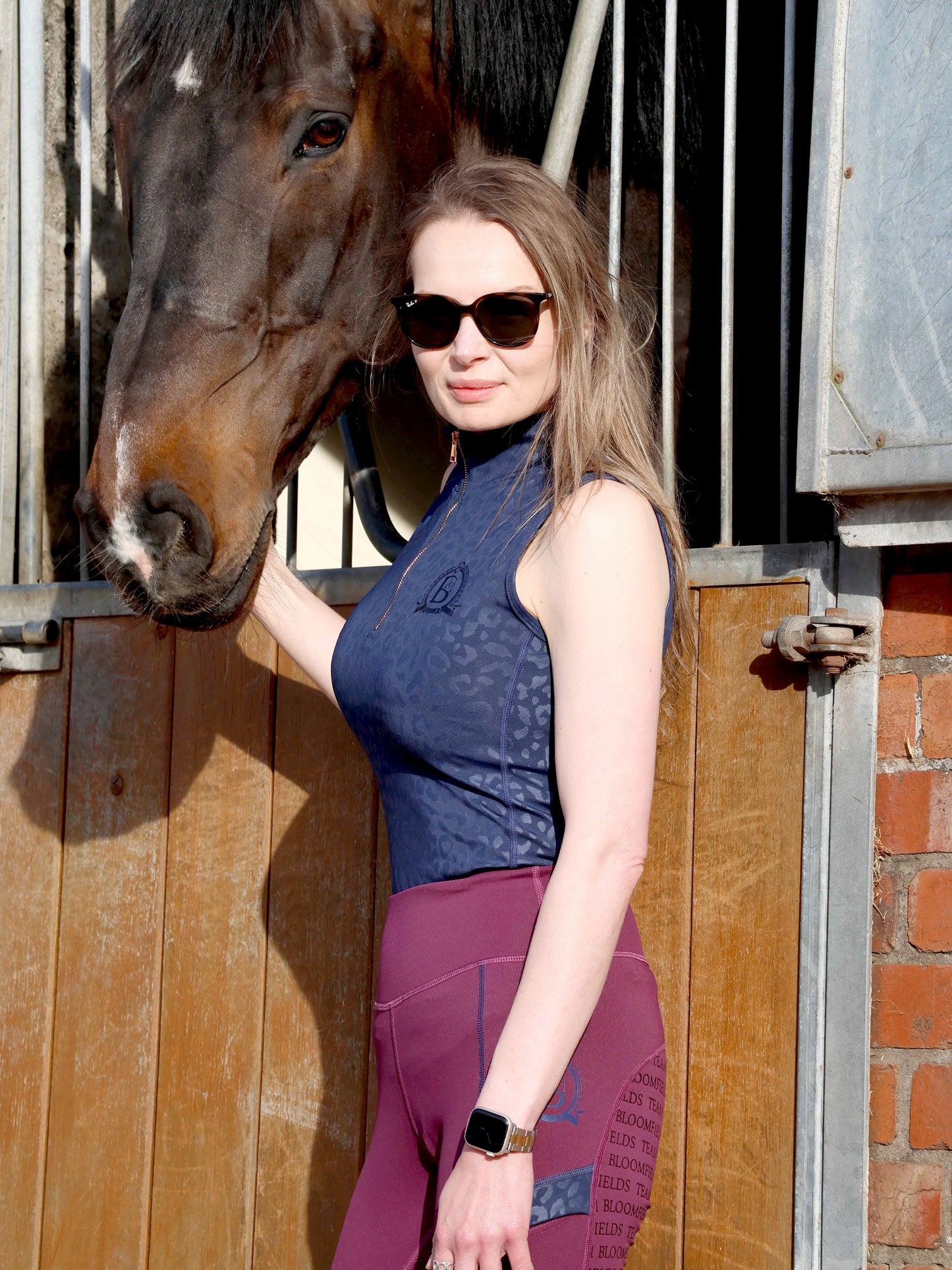 Leonora Navy Leopard Print sleeveless Base Layer
