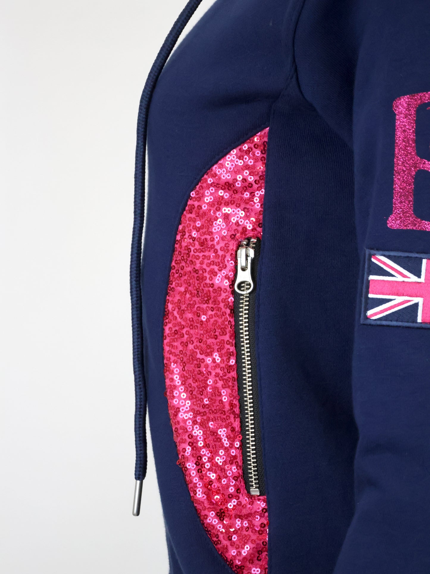 Ava Navy & Hot Pink Sequin Hoodie