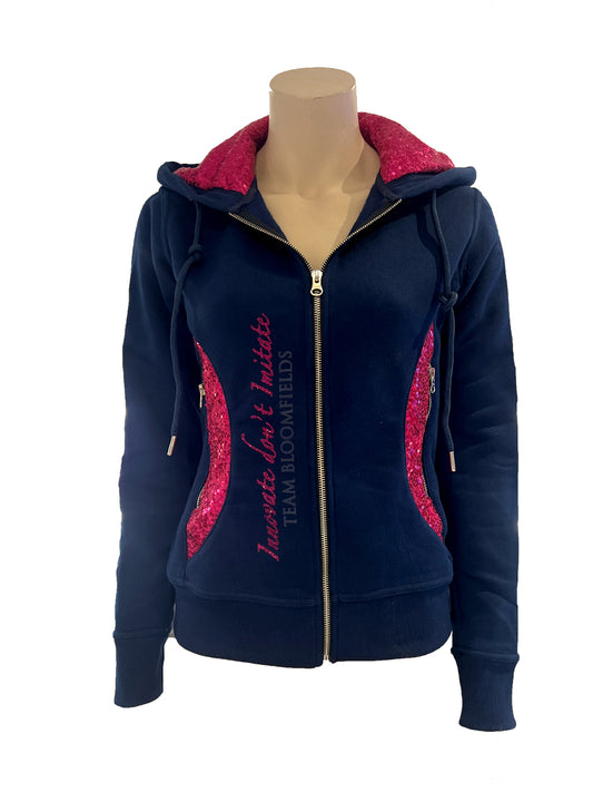 Ava Navy & Hot Pink Team Fitted zip hoodie