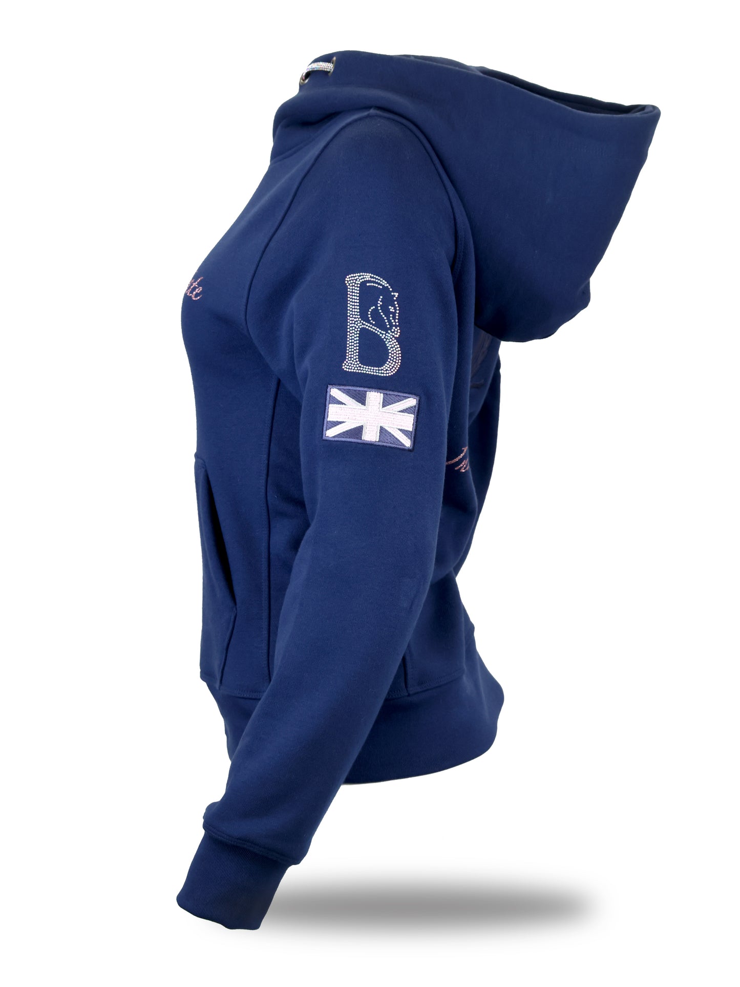 Amelia Mini Navy With Pink Cross Necked Hoodie