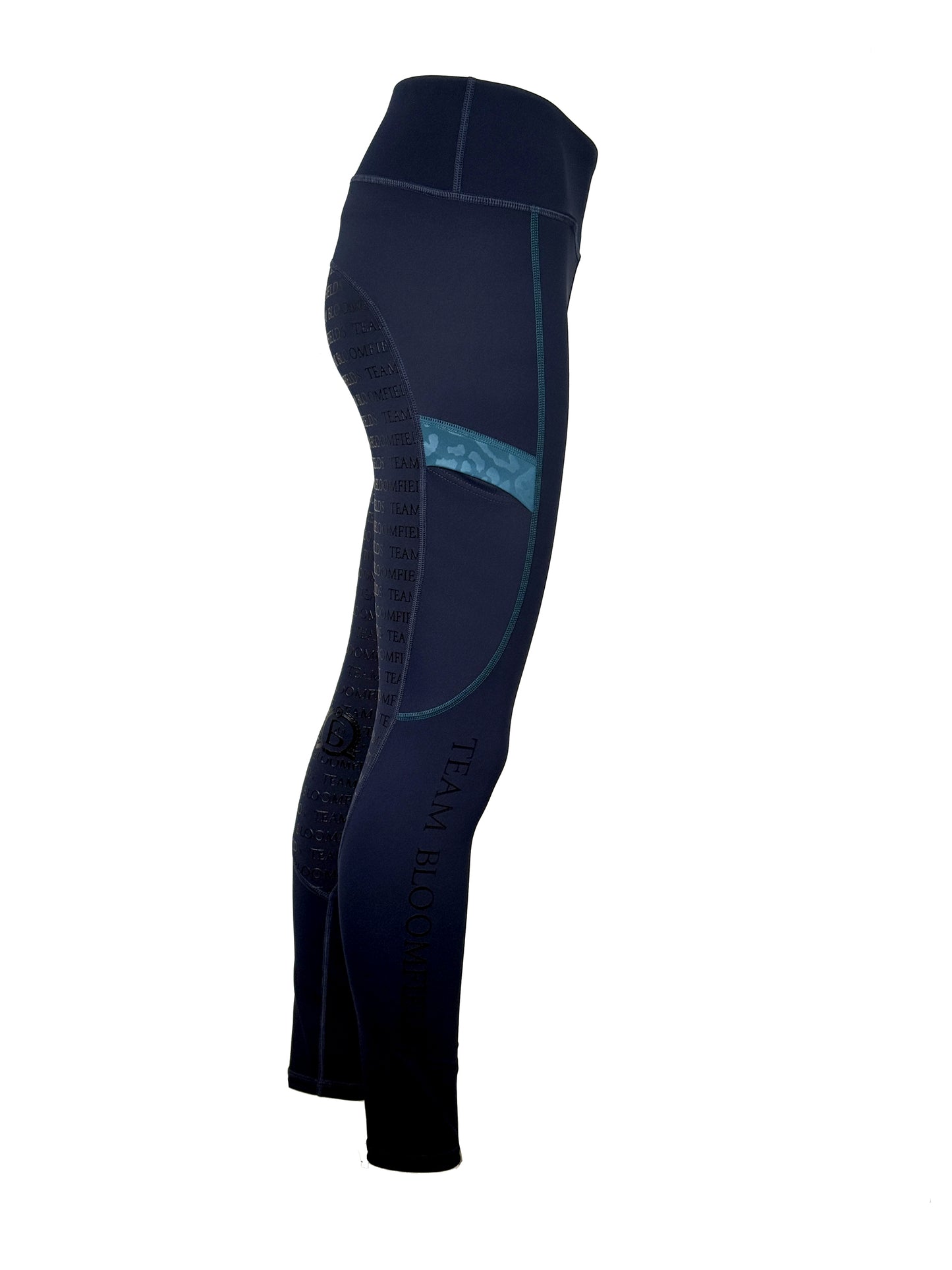 Leonora Navy & Peacock Full Silicone Seat Riding Leggings