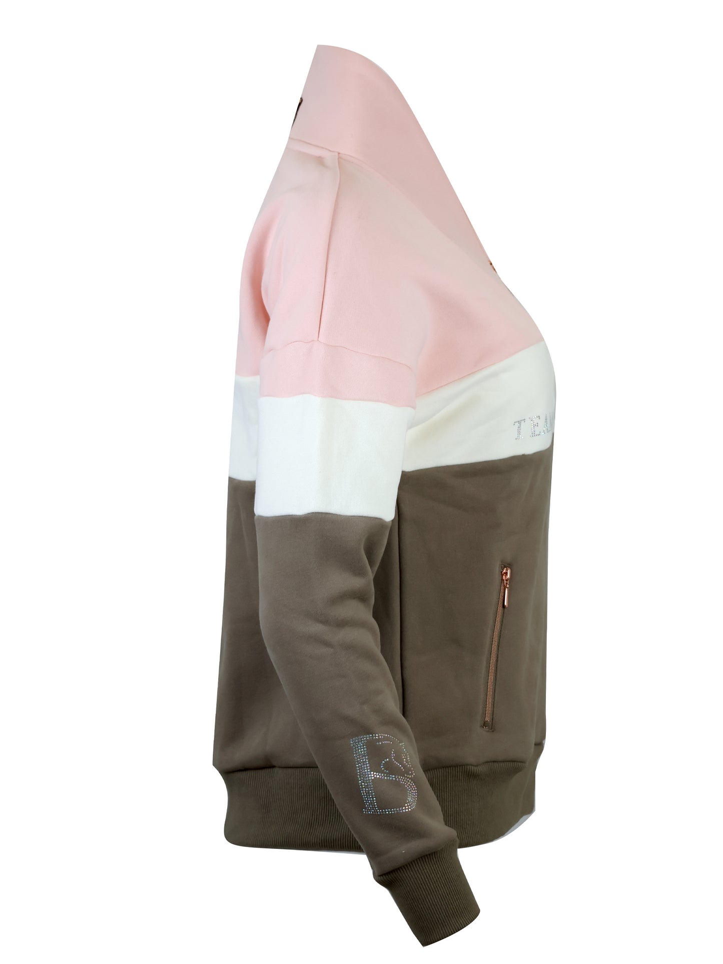 Vanessa V Neck Adult's Top In Tri-Colour Pink, Cream & Khaki