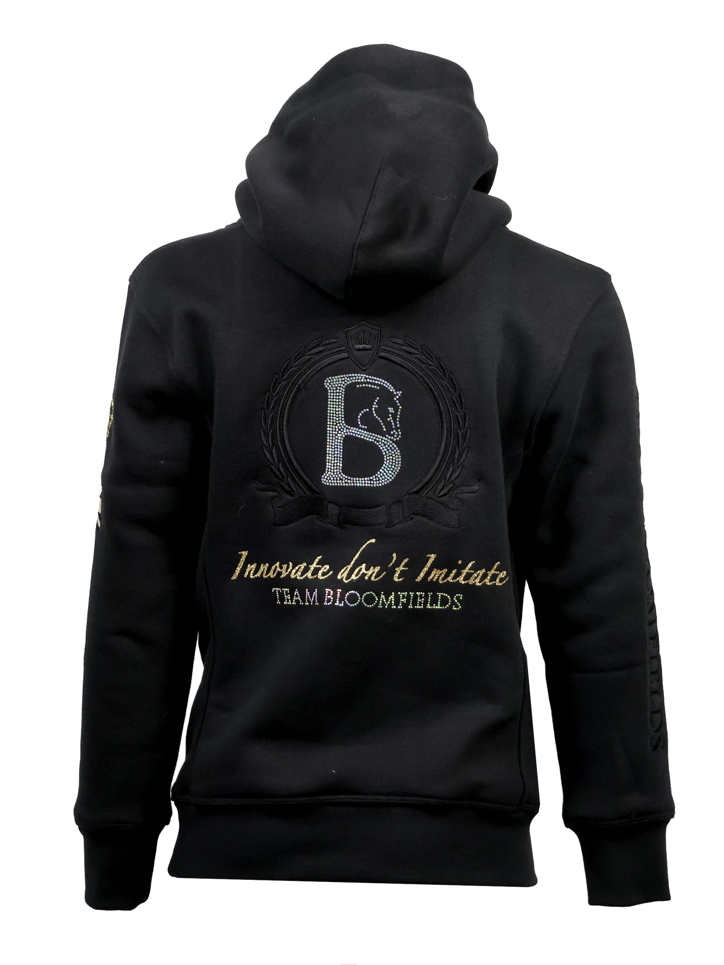 Amelia Black With Gold Cross Necked Adult's Hoodie