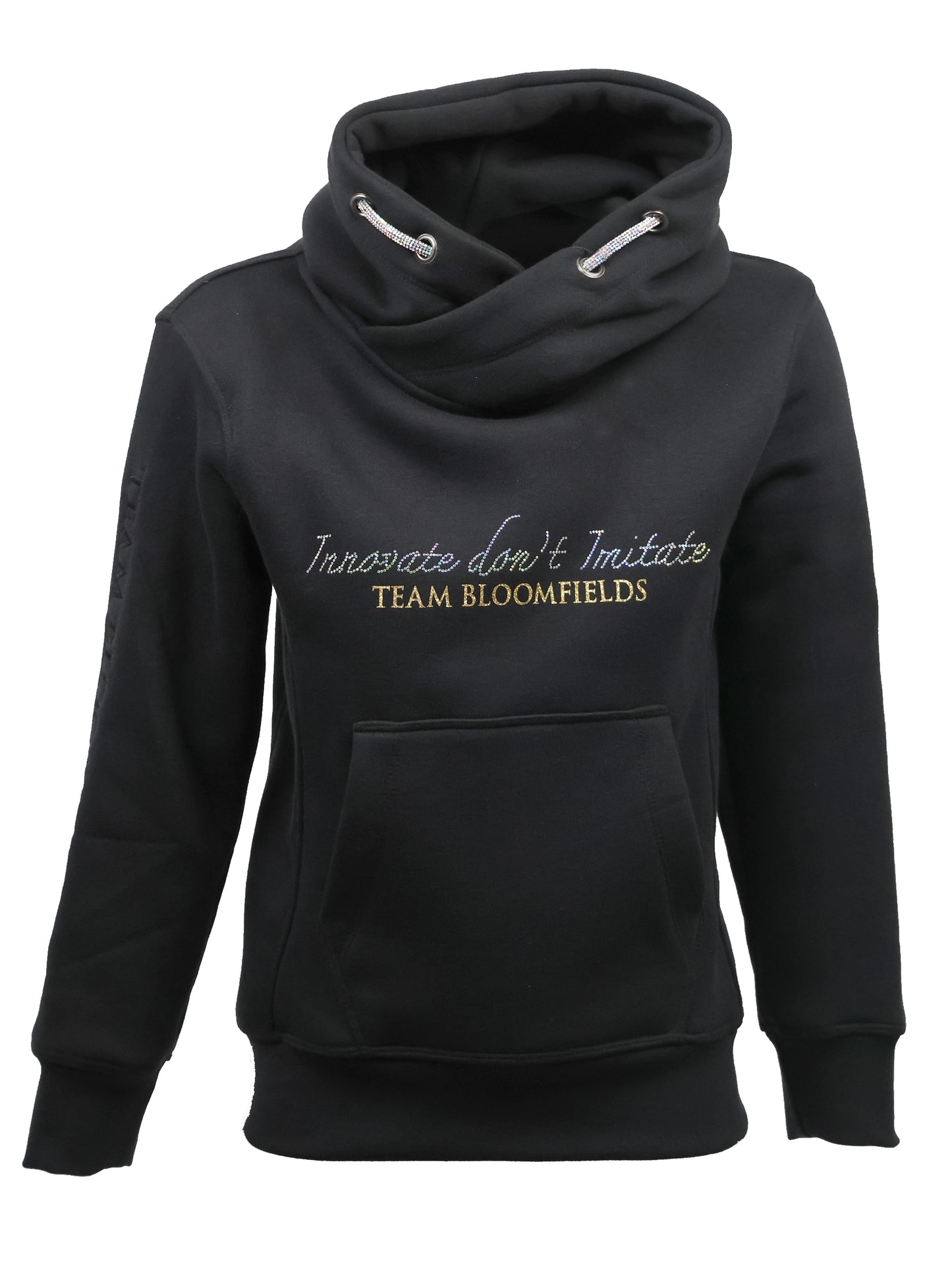 Amelia Black With Gold Cross Necked Adult's Hoodie