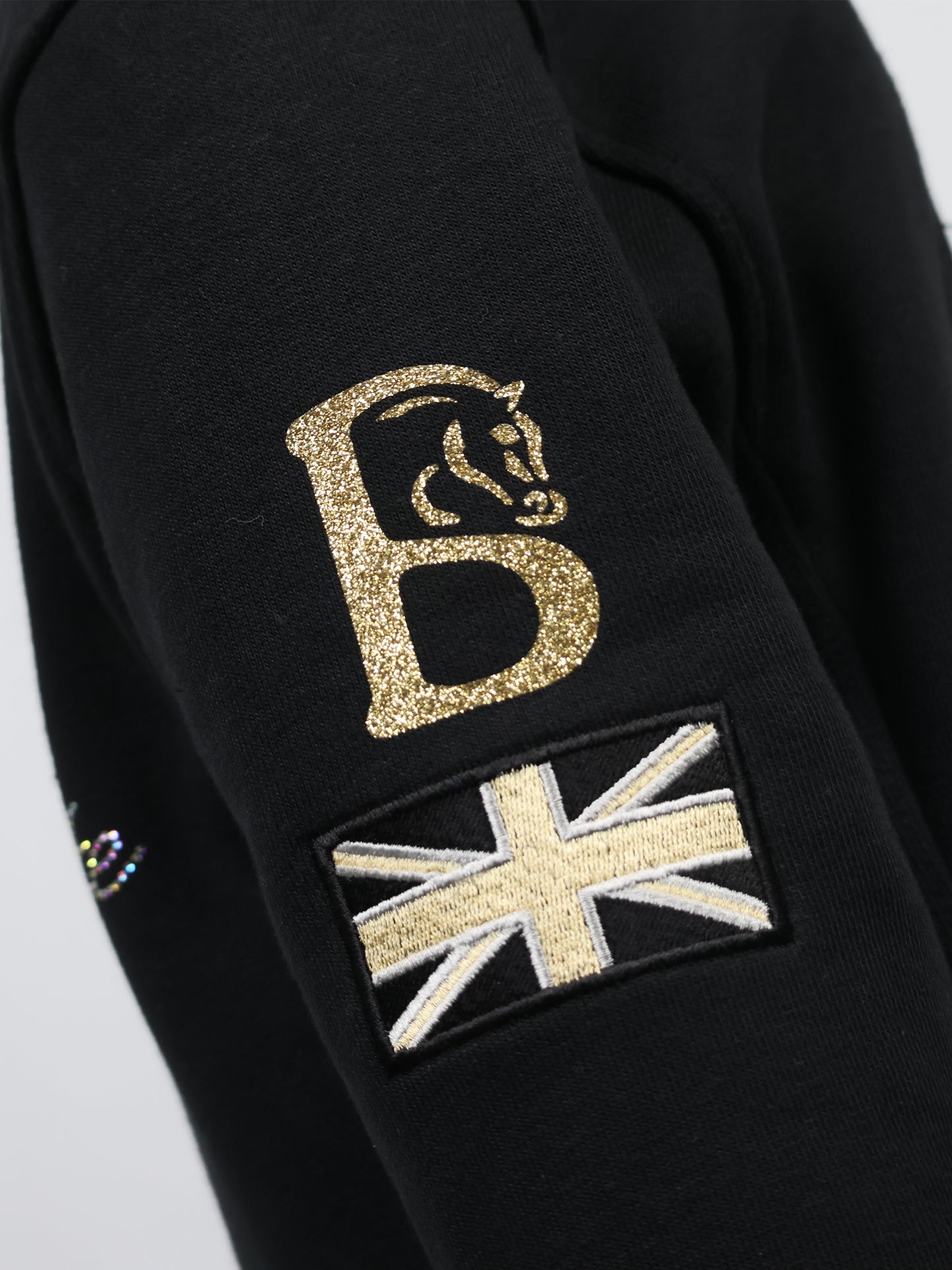 Amelia Black With Gold Cross Necked Adult's Hoodie