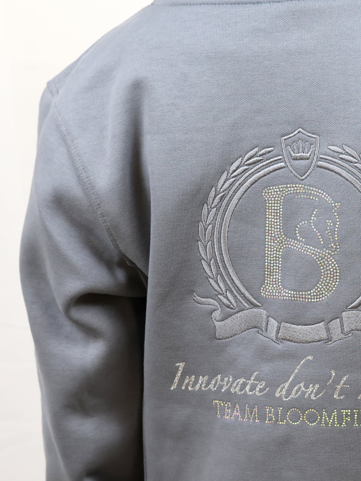 Amelia Mini Denim Grey Cross Necked Hoodie