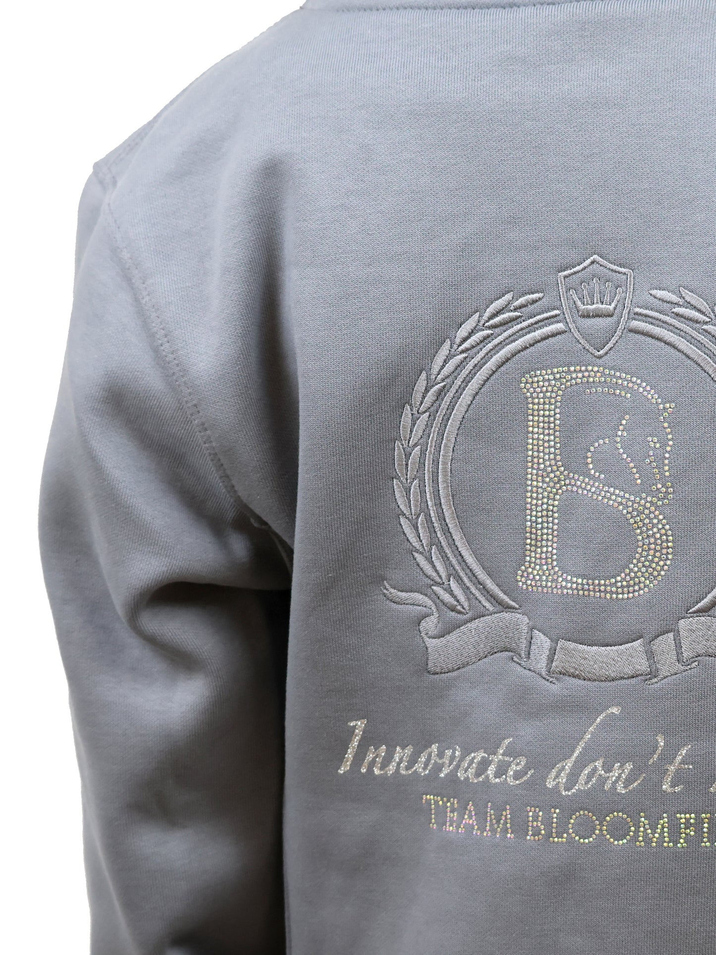 Amelia Mini Denim Grey Cross Necked Hoodie