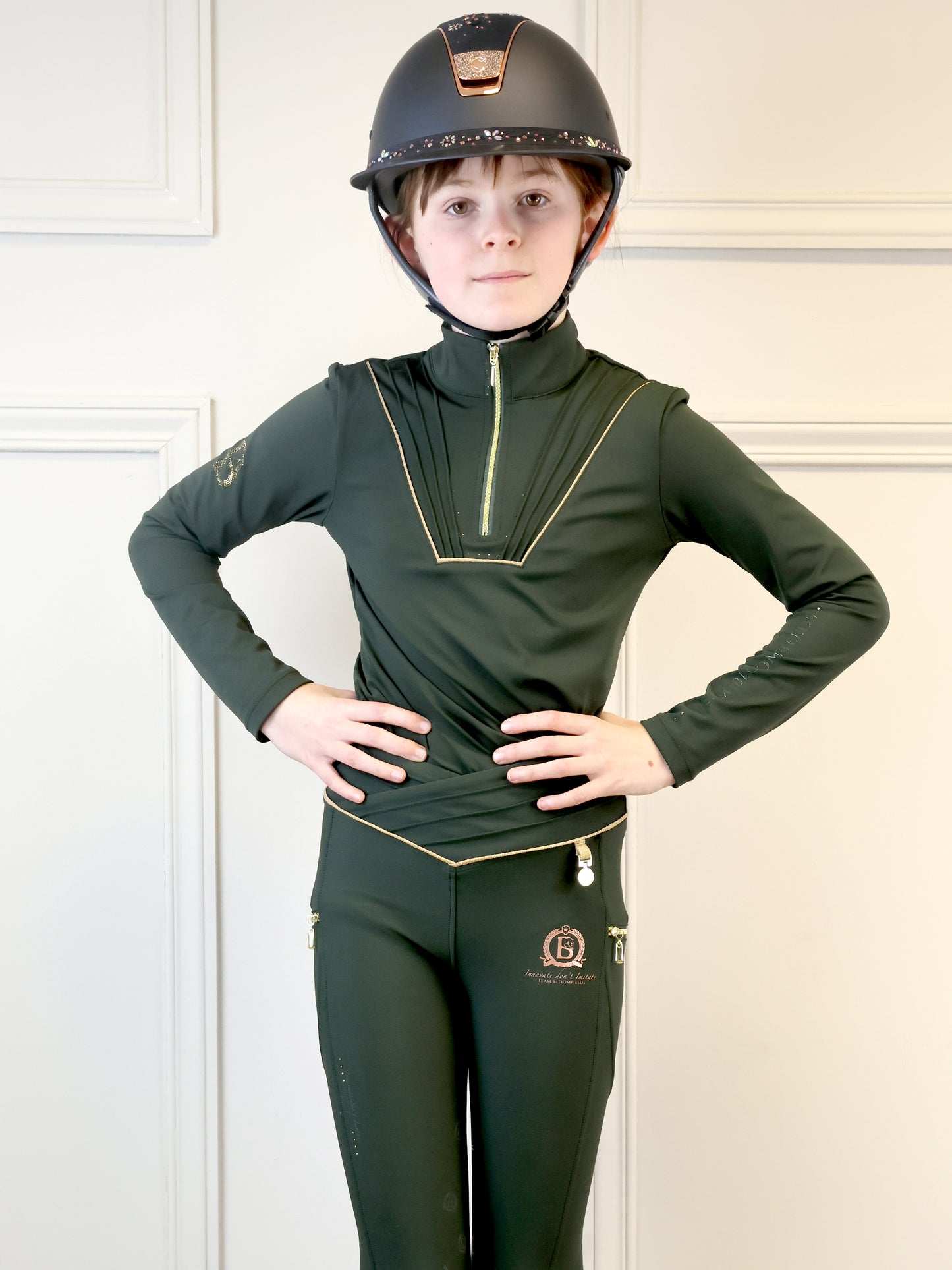 Mini Maya Olive Pleated leggings