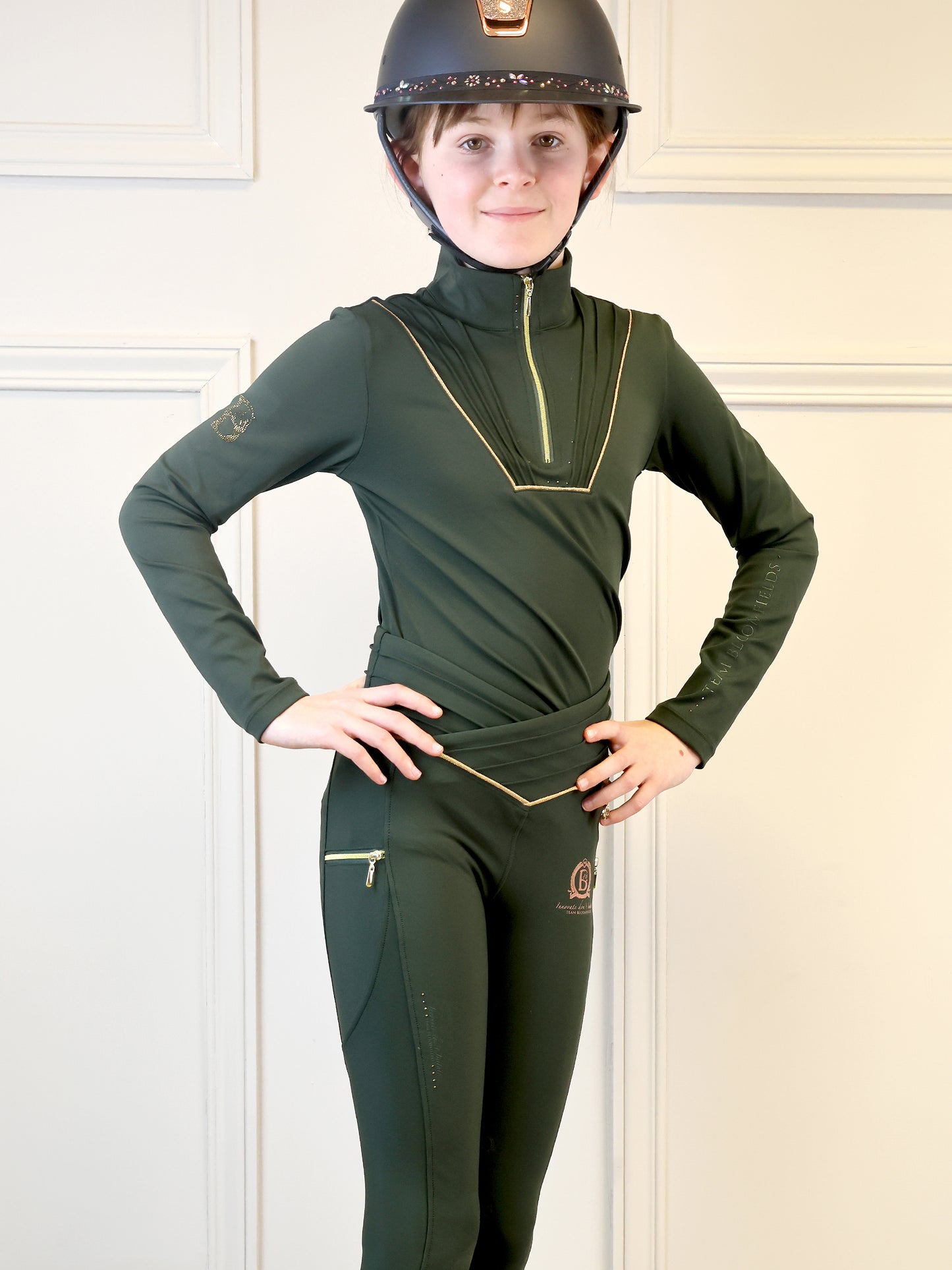 Mini Maya Olive Pleated leggings