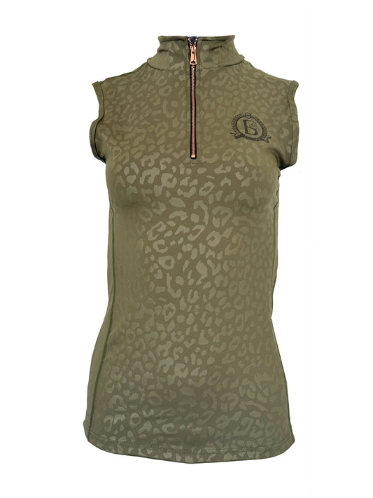 Leonora Olive Leopard Print sleeveless Base Layer
