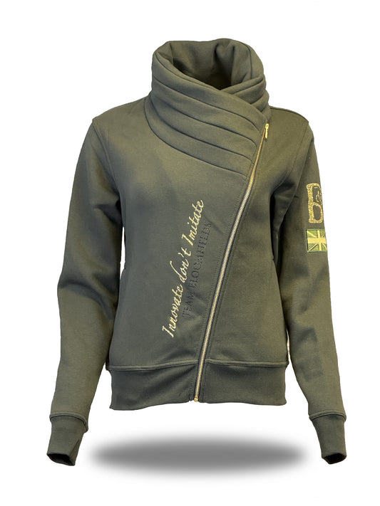 Sabrina Olive With Gold Ruffle Collar Adults Top