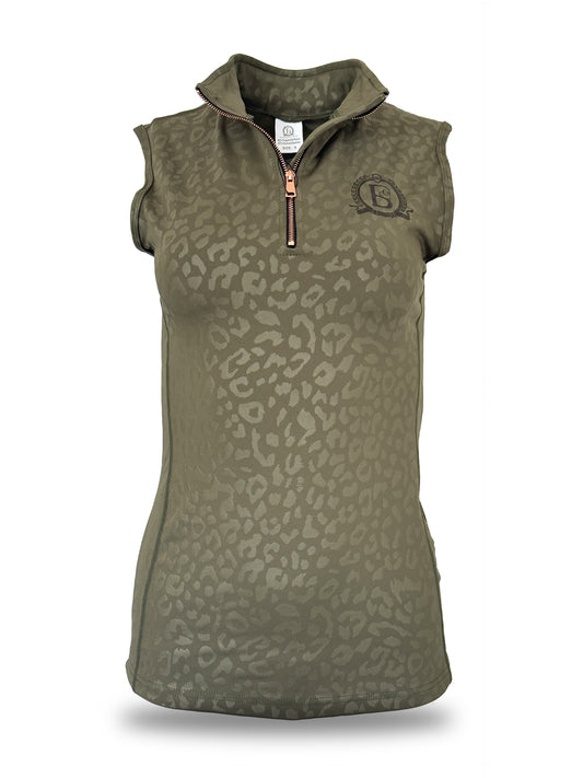 Leonora Olive Leopard Print sleeveless Base Layer