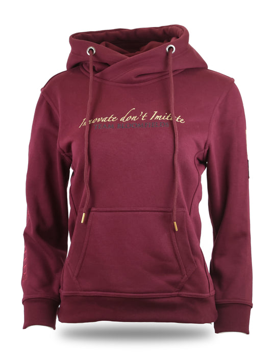 Orla Burgundy with Diamante Cross Necked Mini Hoodie