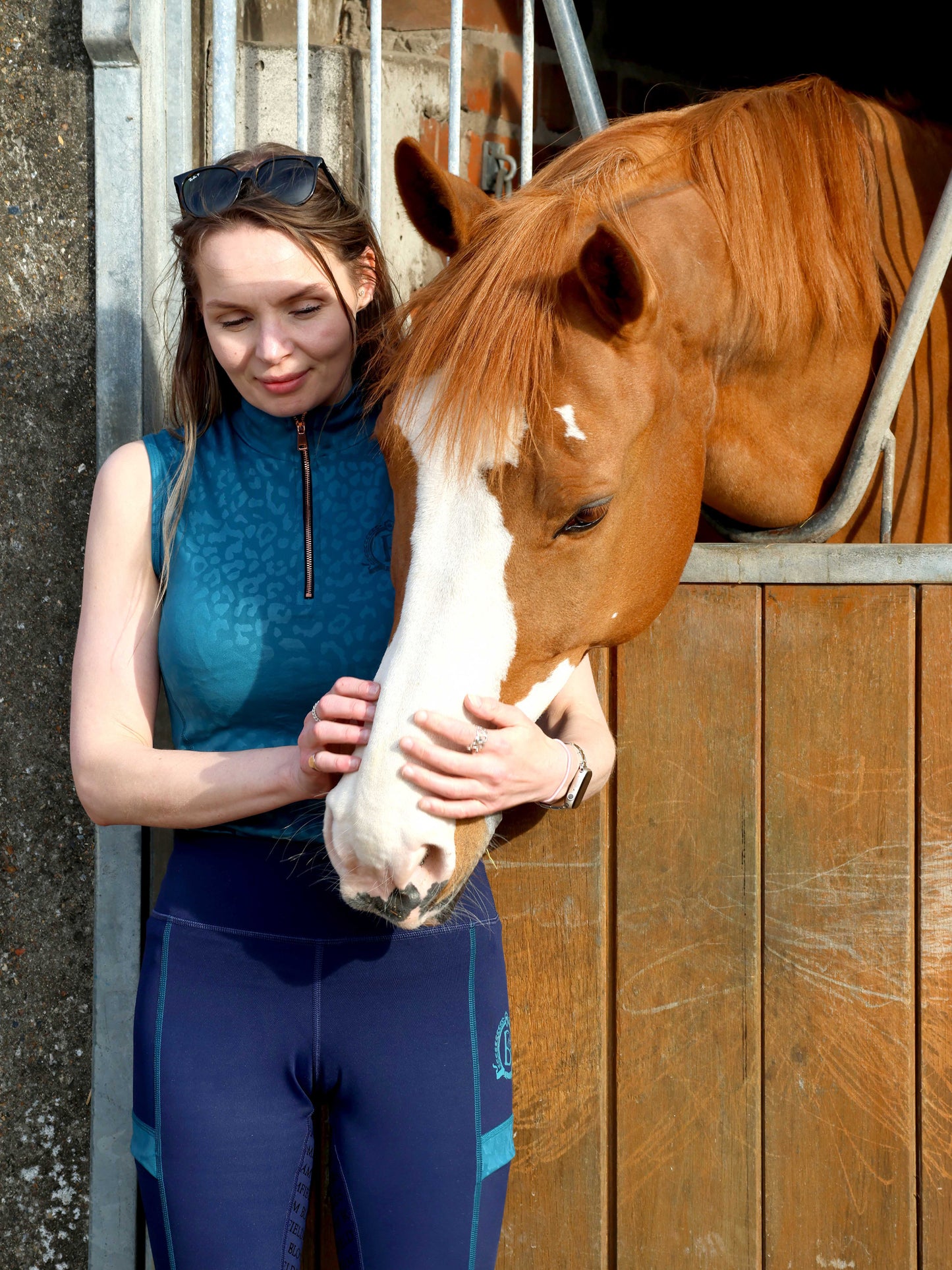 Leonora Navy & Peacock Full Silicone Seat Riding Leggings