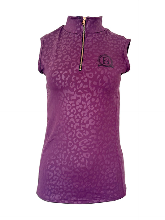 Leonora Plum Leopard Print Sleeveless Base Layer