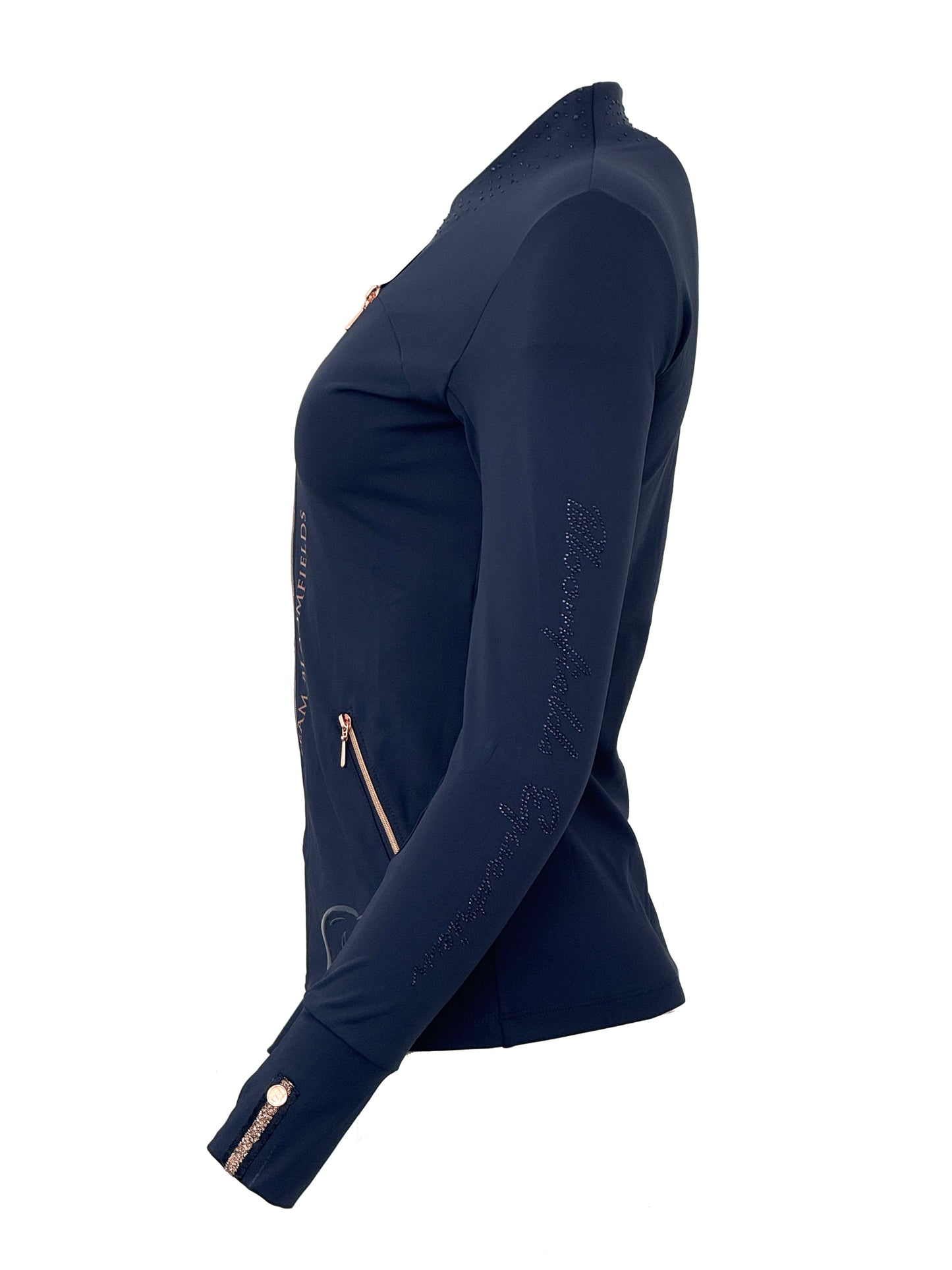Cora Crystal Diagonal Zip Sport Jacket