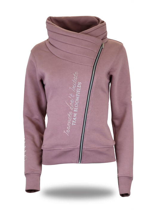 Sabrina Heather Crystal Silver Logo Ruffle Collar Adults Top