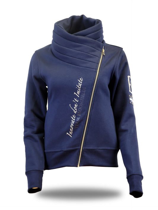 Sabrina Navy & Silver Mini Ruffle Collar Top