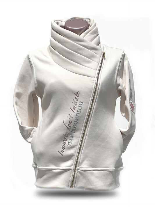 Sabrina Winter White With Silver Rhinestone Ruffle Collar Adults Top