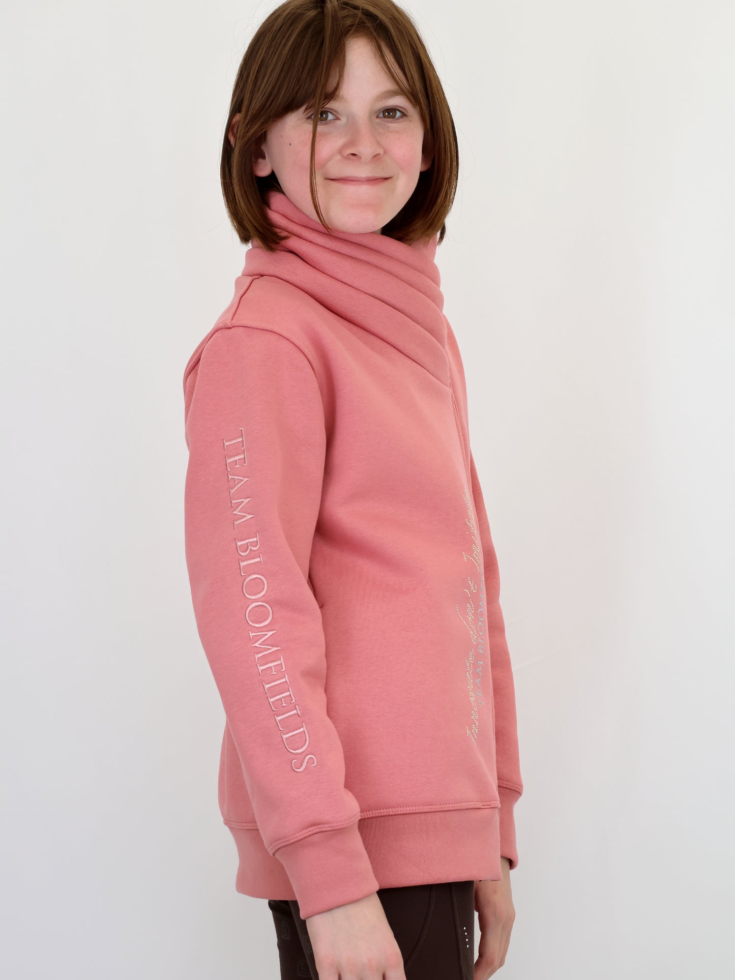 Kids Sabrina Apricot Rhinestones Ruffle Collar Top