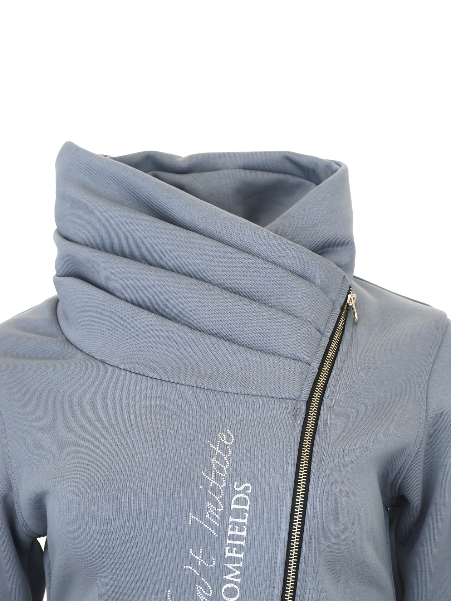 Sabrina Denim Grey Ruffle Collar Adult's Top