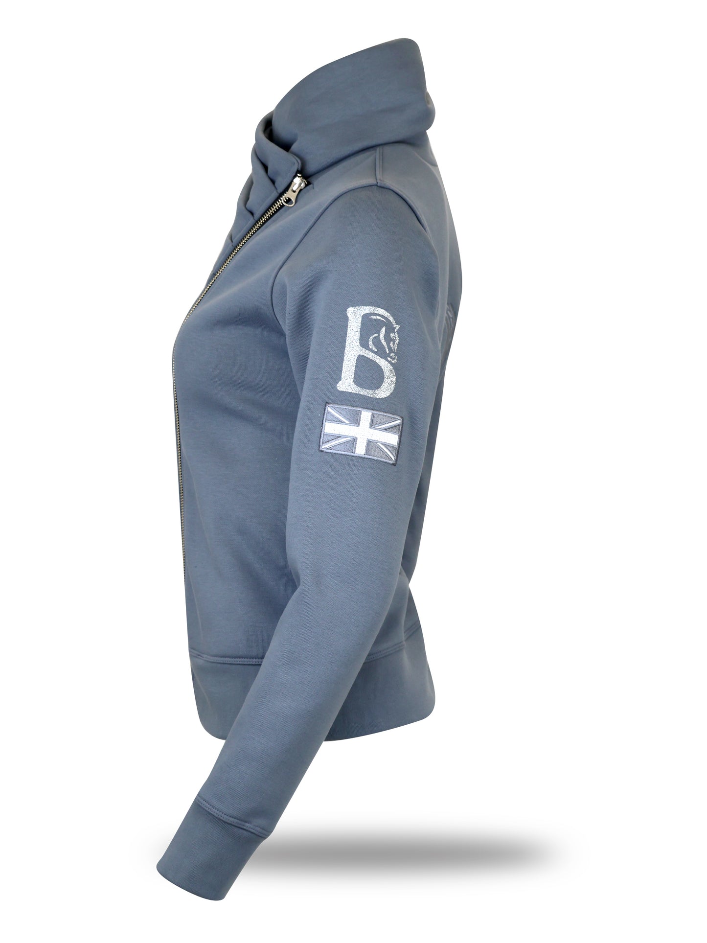 Sabrina Denim Grey Ruffle Collar Adult's Top