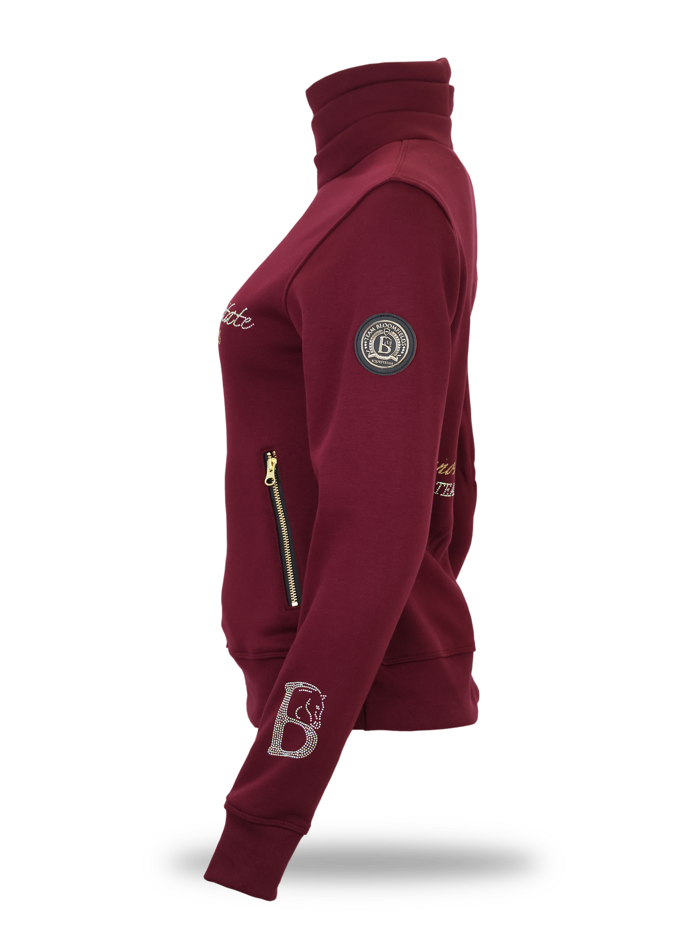 Sade in Burgundy & White Rhinestones & Quarter Zip Top