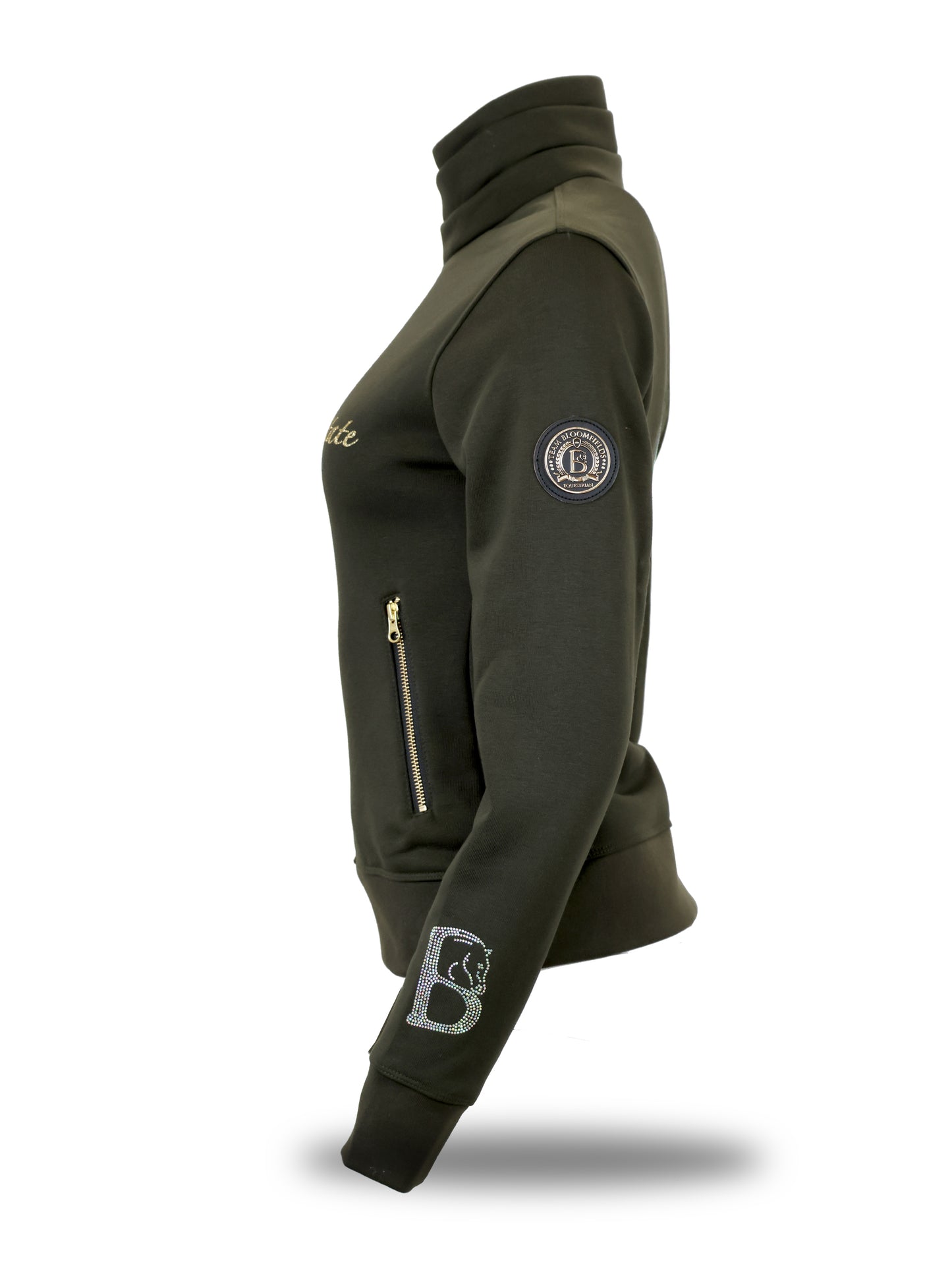 Sade in Olive With Black & Gold Glitter and Quarter Zip Top