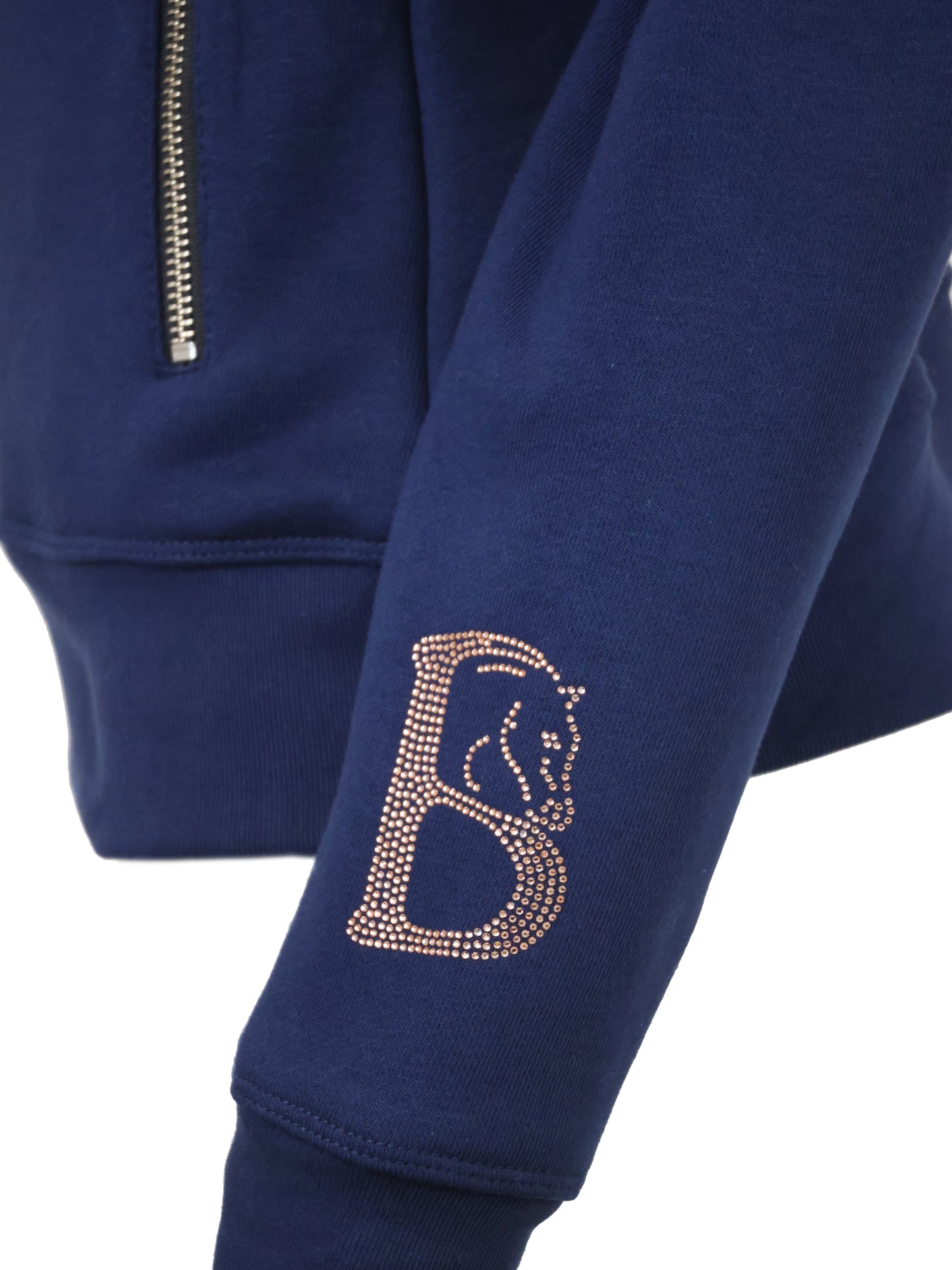 Sade in Navy & Navy Rhinestones & Quarter Zip Top