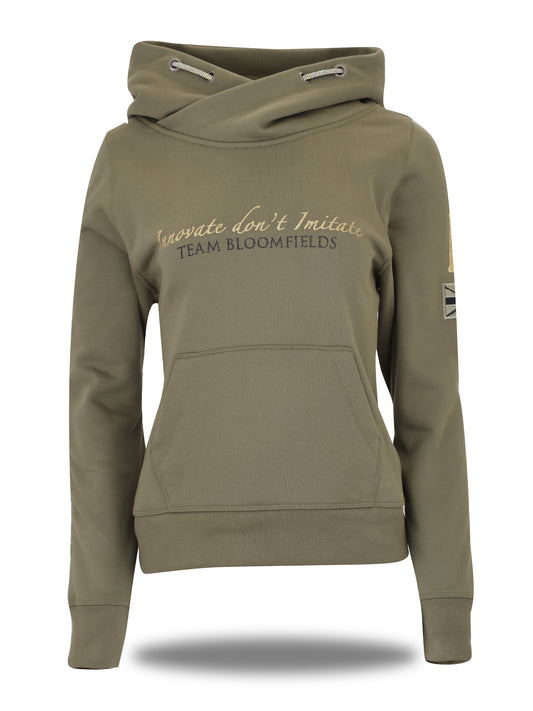 Amelia Sage & Gold Cross Necked Hoodie