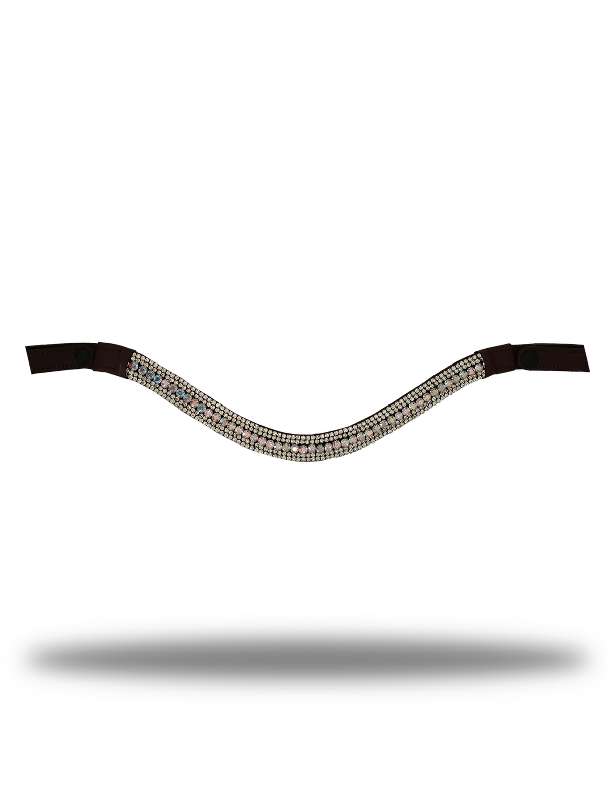 Browband- Silver Crystal V Shape in Brown Leather