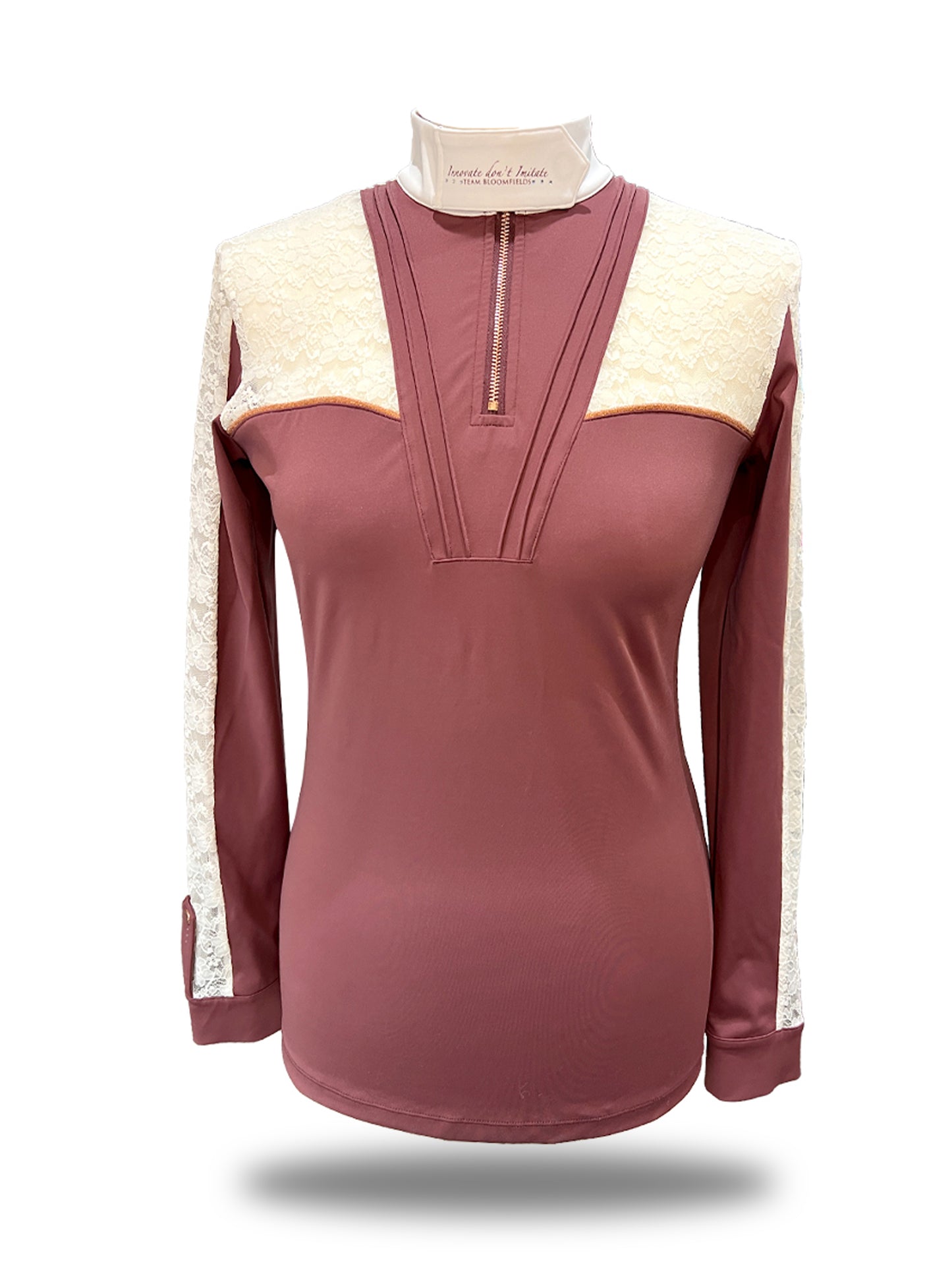 Sophia Burgundy & White Lace Show Shirt